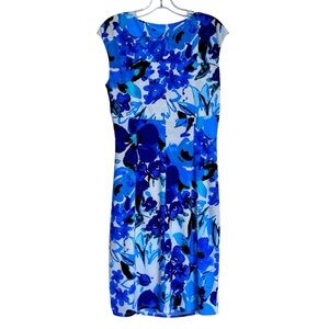 Ralph Lauren Dress Ruched Waist Womens 10 Slimming Stretch V-neck Faux Wrap Blue